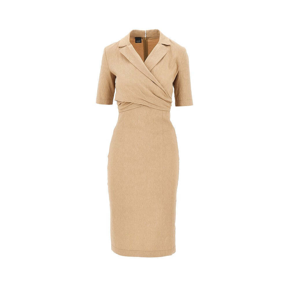 Pinko Wrapped Linen-Blend Midi Dress